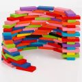 100Pcs Rainbow Wooden Dominos Blocks Set Kids Game Educational Play Toy Christmas Gift