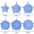 6Pcs Kitchen Reusable Silicone Stretch Seal Lid Preservation Vacuum Food Storage Bowl Cover Blue Color