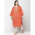 aLL Embroidered Light Red Casual Kurta