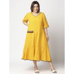 aLL Printed Mustard Casual Dresses