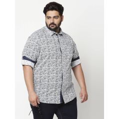 aLL Men White Printed Cotton Casual Shirt
