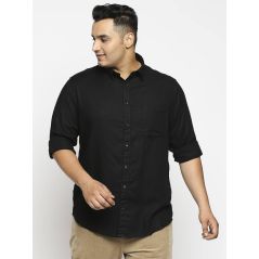 aLL Men Solid Casual Shirts Black