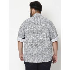 aLL Men White Printed Cotton Casual Shirt
