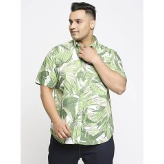 aLL Green Printed Cotton Casual Shirt