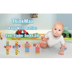 0-6 Months Baby Animal Wrist Rattle Educational Toys Monkey Elephant 4 Sets