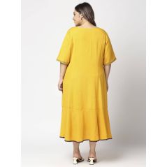 aLL Printed Mustard Casual Dresses