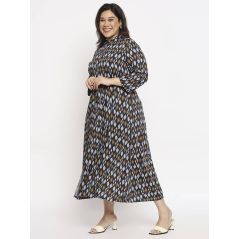 aLL Printed Navy Casual Dresses