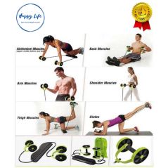 Revoflex Xtreme Workout Kit Fitness Exercise Rope AB Roller Double Wheel Rope Exerciser Alat Gym Alat Senaman Menguruskan Badan