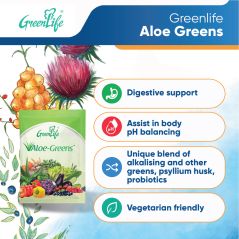 COLON CLEANSING & DIGESTIVE SUPPORT - Greenlife Aloe Greens 15's