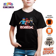 Roblox Kids tee Roblox Trio/Girl Boy Clothing/Black/Grey/Fashion/Budak baju/Unisex/Gamer Tee/Roblox T-shirt for kids(Ready Stock)
