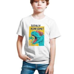 Kids T-shirt baju budak Dinosaur Roarsome Casual Clothing Kizmoo Shirts Boy Girl / Baju kanak-kanak budak lelaki perempuan umur 3-14 lengan pendek dengan cetakan grafik dinosaur - Ready Stock