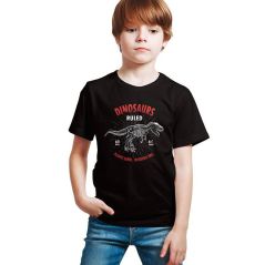 kids Children T-shirt for 3-14 years old boys girls Short sleeve dinosaur printed / Baju kanak-kanak budak lelaki perempuan dengan cetakan dinosaur / Dinosaur Abducted UFO Kids tshirt Kizmoo
