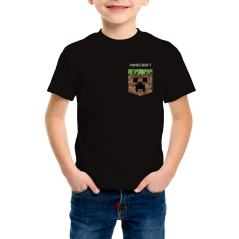 Kizmoo Superstyle_Mine-Craft_Pocket Green Graphic T-shirt Top Boy Girl Ready Stock