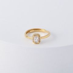 Cincin Perempuan Emas 18k Gold Plated Diamond Halo Adjustable Ring for Women with Zircon Trendy Minimalist Fashion Accessories Birthday Gift Cincin Perempuan 女戒
