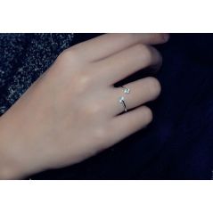 Cincin Perempuan Women Ring Korean Simple Elegant Opening Silver Ring S925 Ring Crystal Wedding Ring 女戒