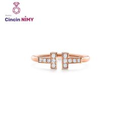 Rose Gold 14k T Wire Stone Women Ring Cincin Perempuan Rose Gold Silver Ring Gold Ring 女戒