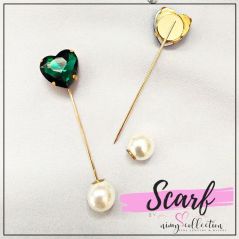 Keronsang Batu Kristal Pin Tudung Murah Brooch Crystal Fashion Accessories Brooch Bahu Love Pearl (Random Color)