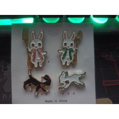 AttiqueAtelier Fork Bunny & Spoon Bunny Brooch Pin Lapel Pin Set (2pcs)