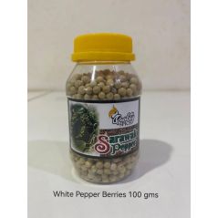 Quality Spice Sarawak White Pepper Berries 100gms Premium Bottle  | Halal White Pepper