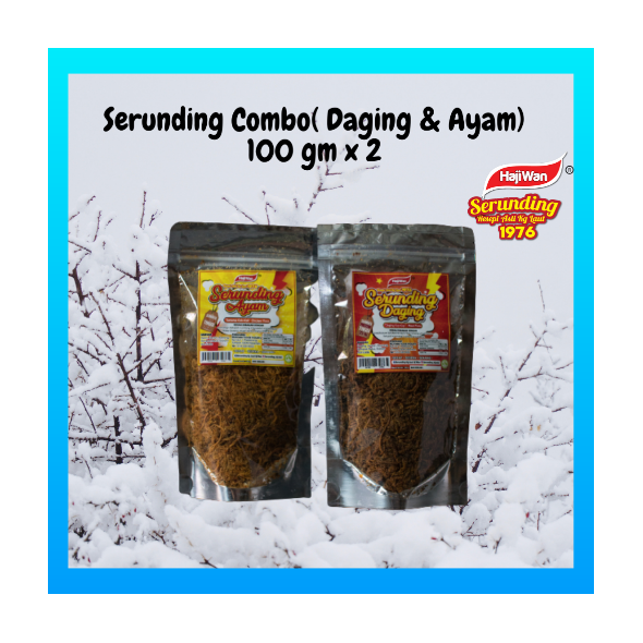 HajiWan Serunding Daging & Ayam / Meat Floss & Chicken Floss, Pouch Pack Combo  (2 x 100gm)