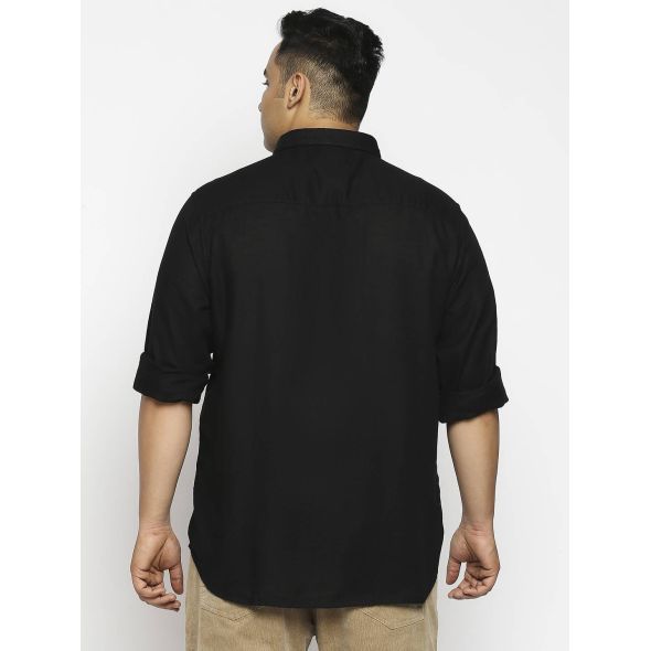 aLL Men Solid Casual Shirts Black
