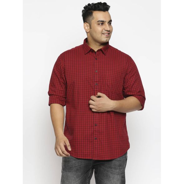aLL Men Red Checkered Casual Shirts