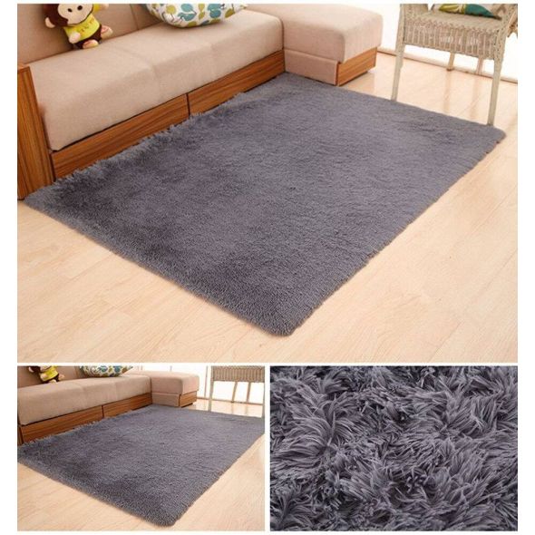 Grey Soft Foam Shaggy Rug Non Slip Bedroom Living Room Memory Mat Bath Bathroom Shower Carpet 50x80cm