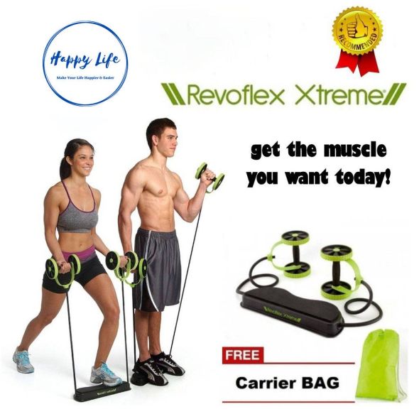 Revoflex Xtreme Workout Kit Fitness Exercise Rope AB Roller Double Wheel Rope Exerciser Alat Gym Alat Senaman Menguruskan Badan