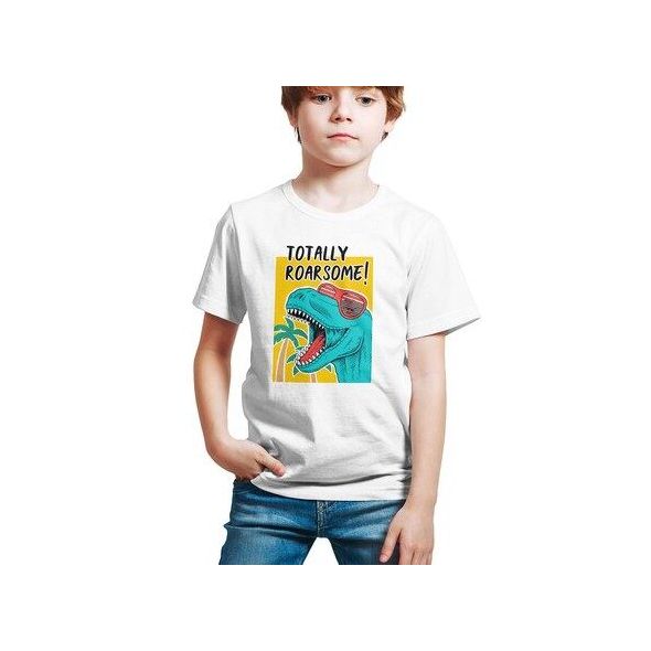 Kids T-shirt baju budak Dinosaur Roarsome Casual Clothing Kizmoo Shirts Boy Girl / Baju kanak-kanak budak lelaki perempuan umur 3-14 lengan pendek dengan cetakan grafik dinosaur - Ready Stock