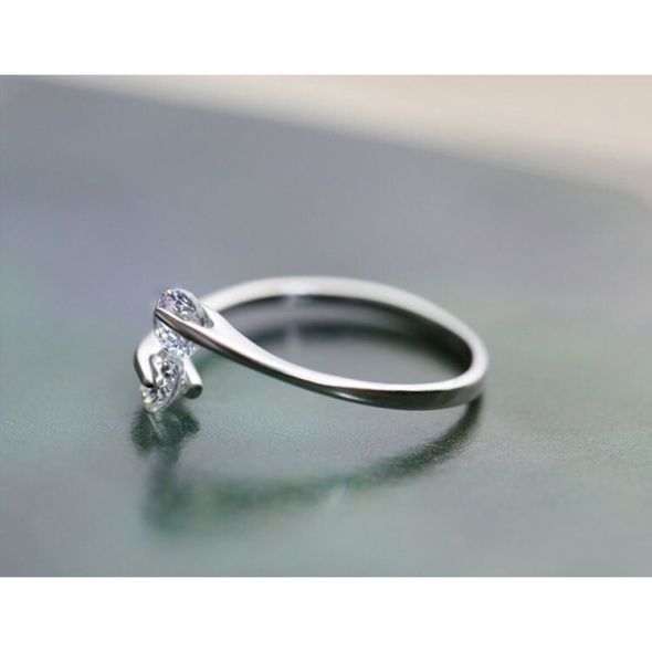 Cincin Perempuan Women Ring Korean Simple Elegant Opening Silver Ring S925 Ring Crystal Wedding Ring 女戒