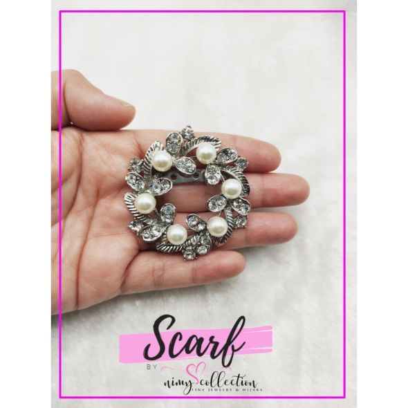 Keronsang Batu Kristal Pin Tudung Murah Brooch Crystal Brooch Pearl Fashion Accessories Shoulder Brooch