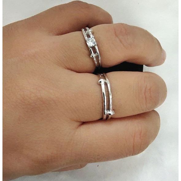[READY STOCK] Sterling Silver 925 with Zirconia Couple Ring | ARC54